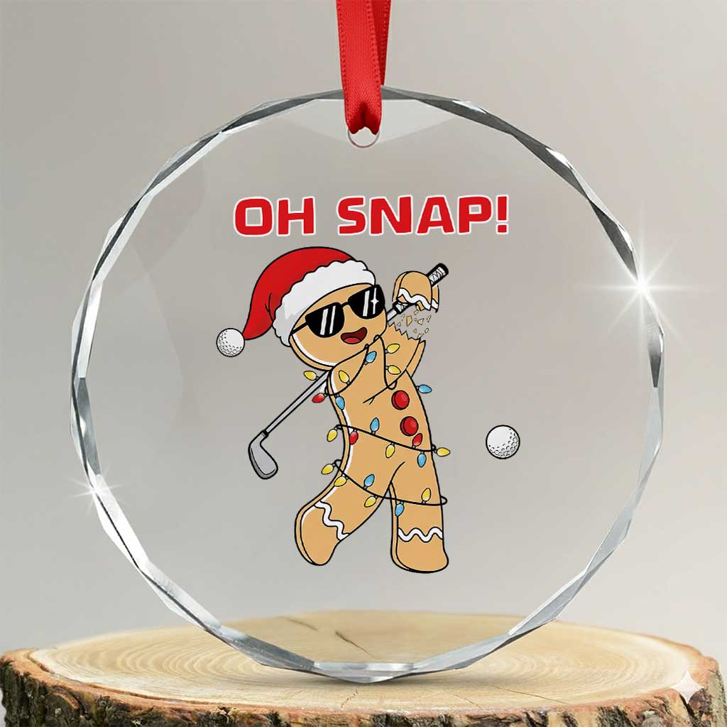 Oh Snap Gingerbreadman Golfer Crystal Glass Ornament Funny Golf Christmas Golfing Pajamas - Wonder Print Shop