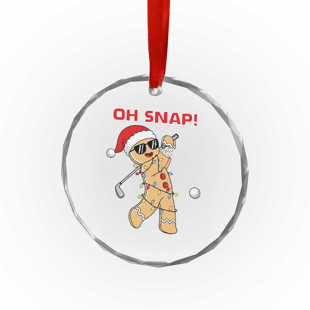 Oh Snap Gingerbreadman Golfer Crystal Glass Ornament Funny Golf Christmas Golfing Pajamas - Wonder Print Shop