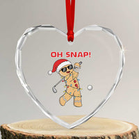 Oh Snap Gingerbreadman Golfer Heart Crystal Glass Ornament Funny Golf Christmas Golfing Pajamas - Wonder Print Shop