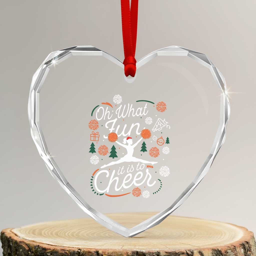 Oh What Fun It Is To Cheer Heart Crystal Glass Ornament Funny Christmas Cheerleading Gift - Wonder Print Shop