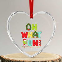 Oh What Fun Xmas Candy Cane Heart Crystal Glass Ornament - Wonder Print Shop