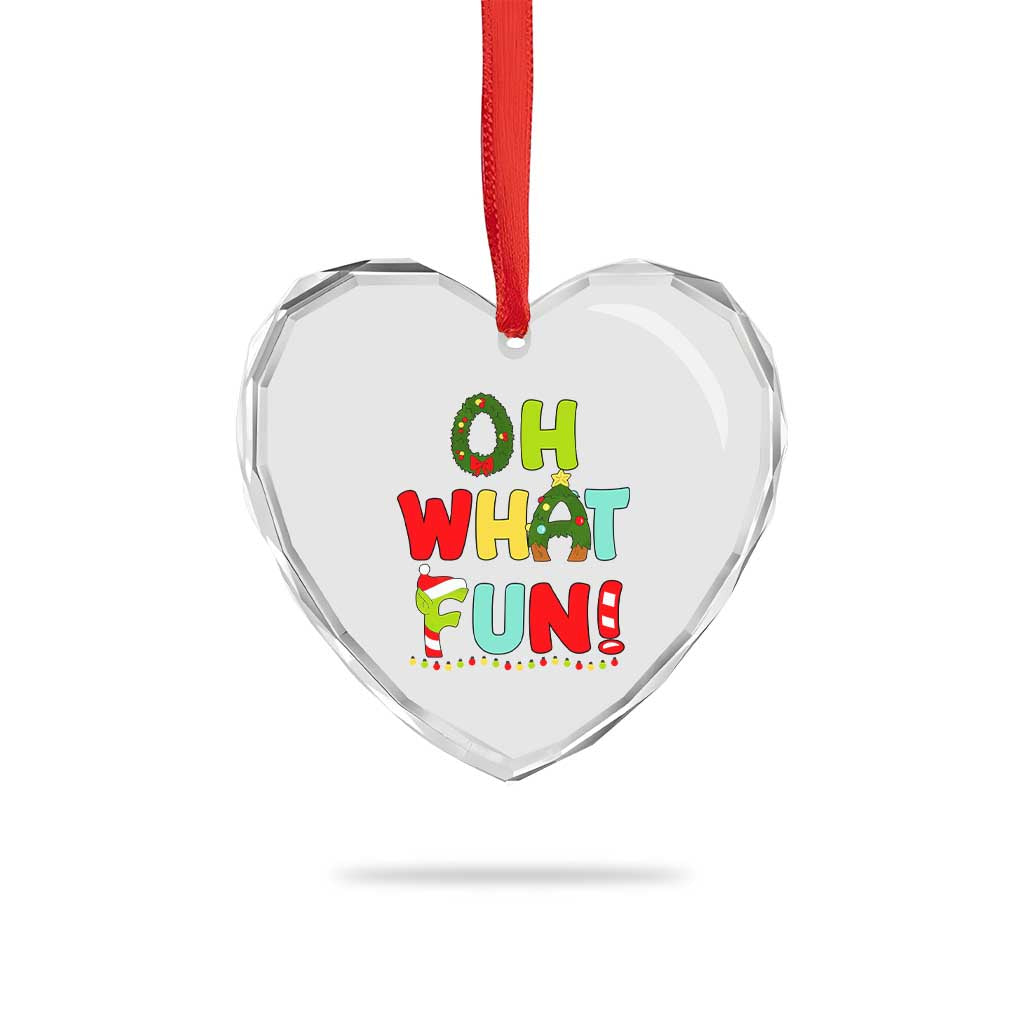 Oh What Fun Xmas Candy Cane Heart Crystal Glass Ornament - Wonder Print Shop