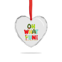 Oh What Fun Xmas Candy Cane Heart Crystal Glass Ornament - Wonder Print Shop