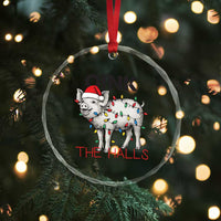 Oink The Halls Crystal Glass Ornament Funny Christmas Pig Lover Gift - Wonder Print Shop