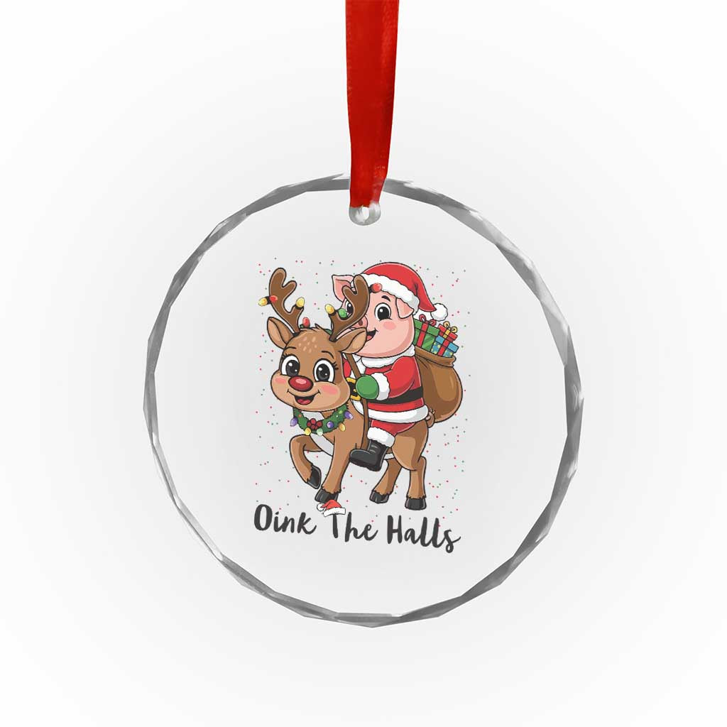 Oink The Halls Crystal Glass Ornament Pig Christmas Farm Life Gift - Wonder Print Shop