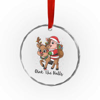 Oink The Halls Crystal Glass Ornament Pig Christmas Farm Life Gift - Wonder Print Shop