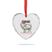 Oink The Halls Heart Crystal Glass Ornament Funny Christmas Pig Lover Gift - Wonder Print Shop