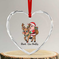 Oink The Halls Heart Crystal Glass Ornament Pig Christmas Farm Life Gift - Wonder Print Shop