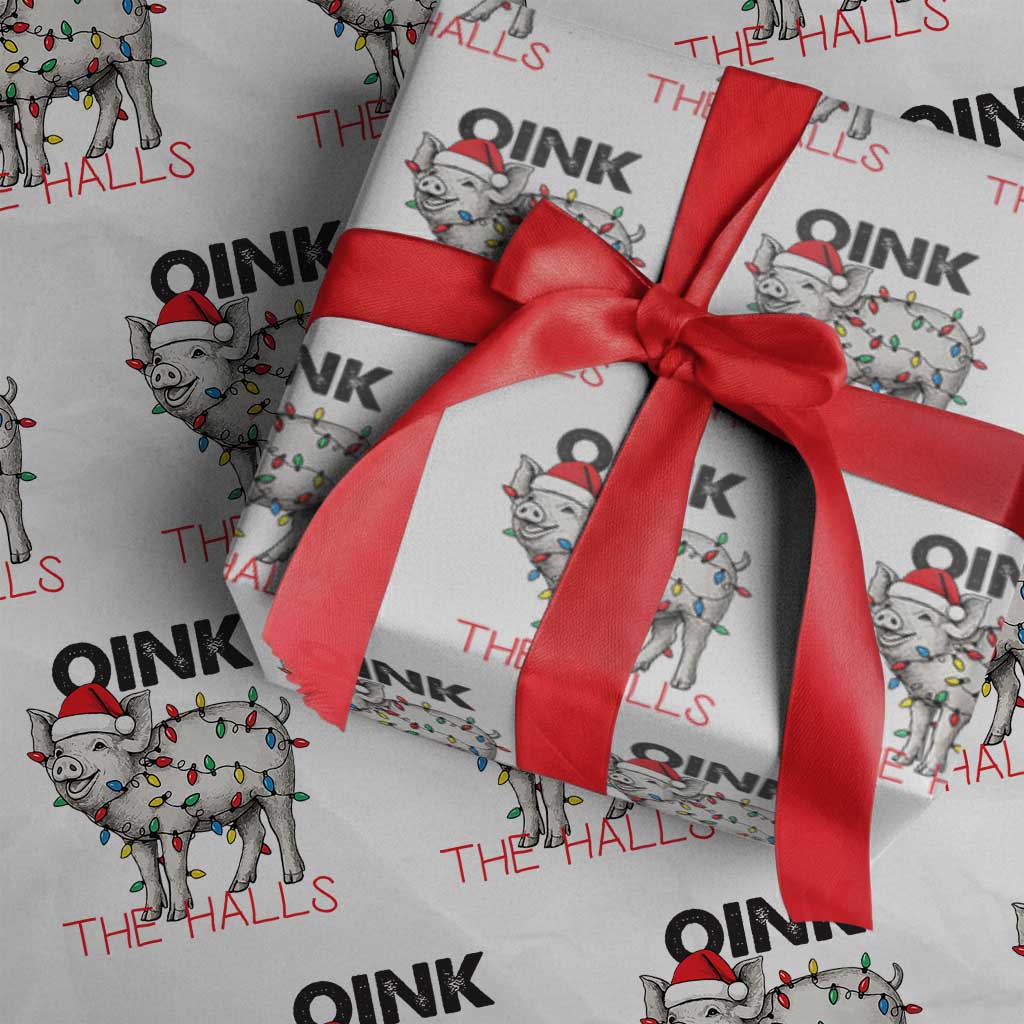 Oink The Halls Wrapping Paper Roll Funny Christmas Pig Lover Gift - Wonder Print Shop