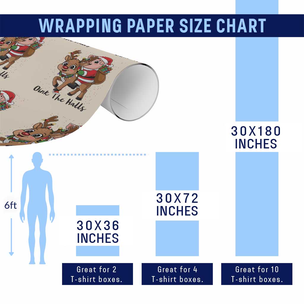 Oink The Halls Wrapping Paper Roll Pig Christmas Farm Life Gift - Wonder Print Shop