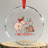 Oinky Holidays Crystal Glass Ornament Funny Christmas Pig Lover Gift - Wonder Print Shop