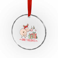 Oinky Holidays Crystal Glass Ornament Funny Christmas Pig Lover Gift - Wonder Print Shop