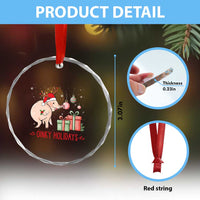 Oinky Holidays Crystal Glass Ornament Funny Christmas Pig Lover Gift - Wonder Print Shop