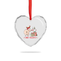 Oinky Holidays Heart Crystal Glass Ornament Funny Christmas Pig Lover Gift - Wonder Print Shop