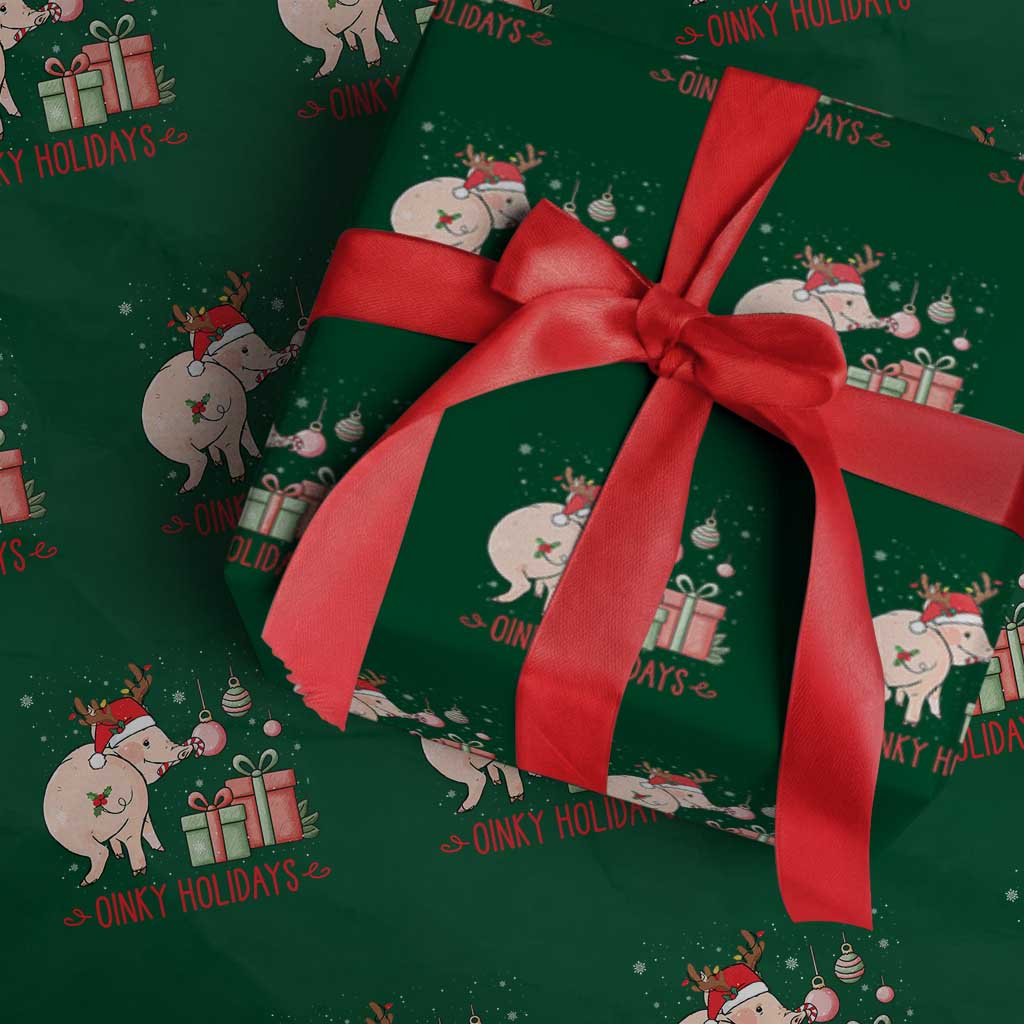 Oinky Holidays Wrapping Paper Roll Funny Christmas Pig Lover Gift - Wonder Print Shop