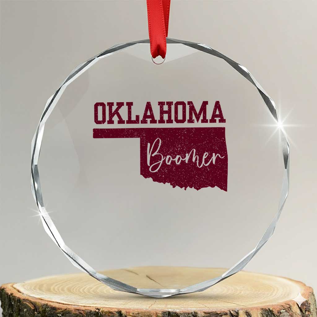 Oklahoma Boomer Crystal Glass Ornament - Wonder Print Shop