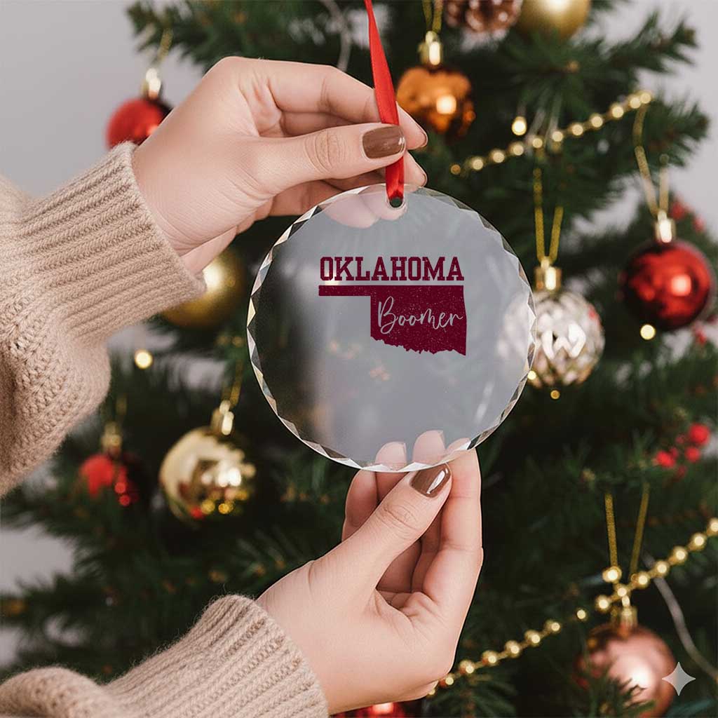 Oklahoma Boomer Crystal Glass Ornament - Wonder Print Shop