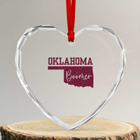 Oklahoma Boomer Heart Crystal Glass Ornament - Wonder Print Shop
