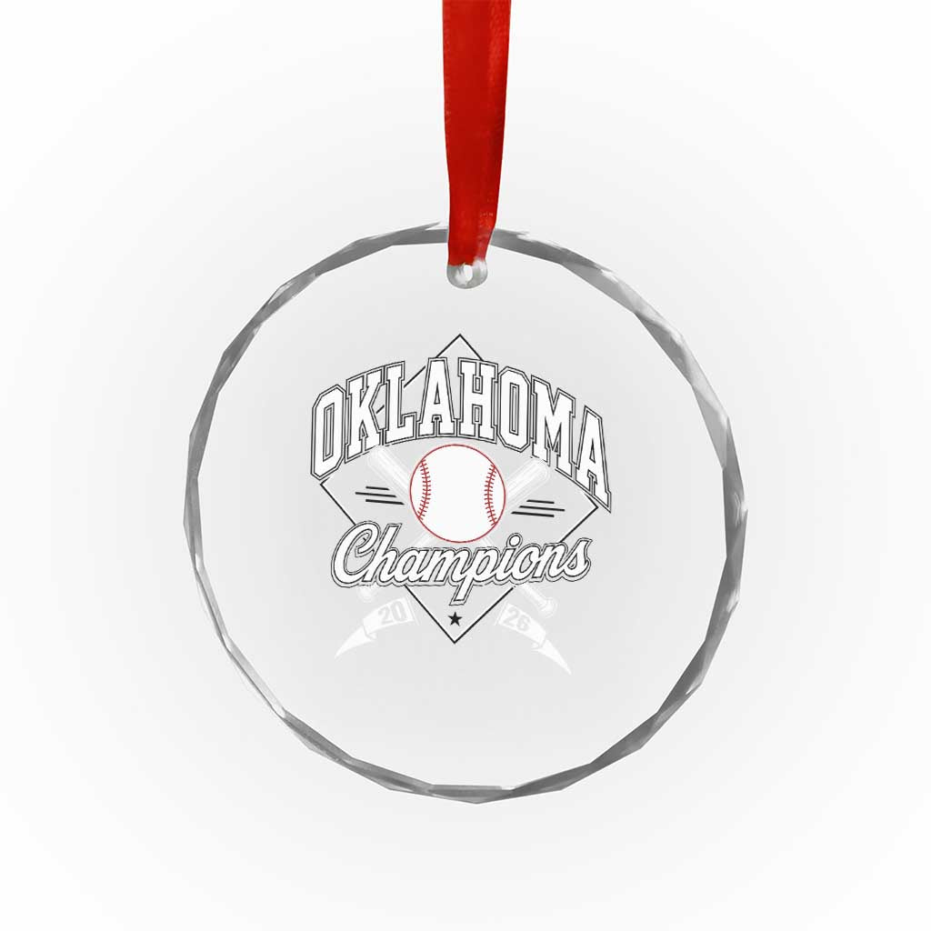 Oklahoma Champions 2026 Crystal Glass Ornament Baseball Pennant Flag Graphic