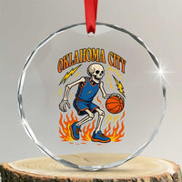 Oklahoma City Basketball Skeleton Crystal Glass Ornament OKC Hoops Fan Life Sport Lover TS02
