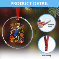 Oklahoma City Basketball Skeleton Crystal Glass Ornament OKC Hoops Fan Life Sport Lover TS02