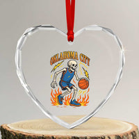 Oklahoma City Basketball Skeleton Heart Crystal Glass Ornament OKC Hoops Fan Life Sport Lover - Wonder Print Shop