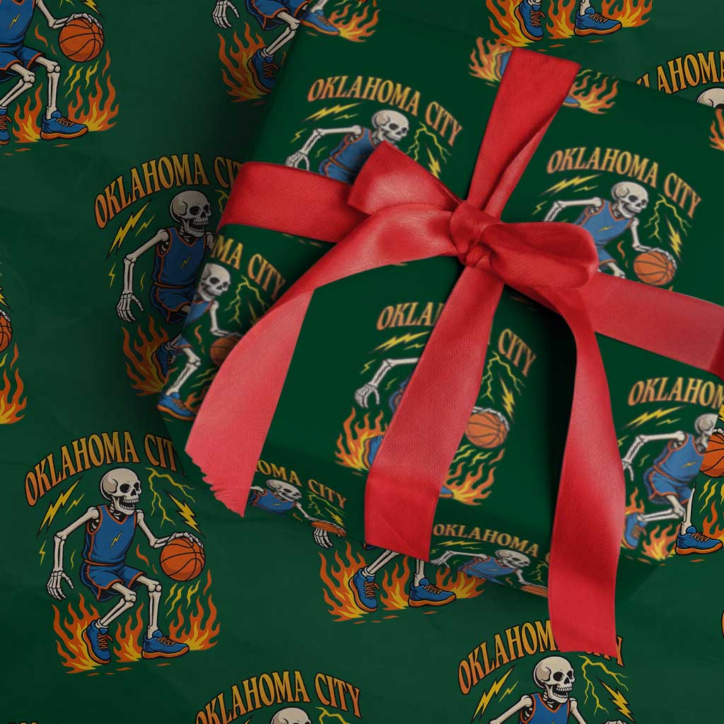 Oklahoma City Basketball Skeleton Wrapping Paper Roll OKC Hoops Fan Life Sport Lover - Wonder Print Shop
