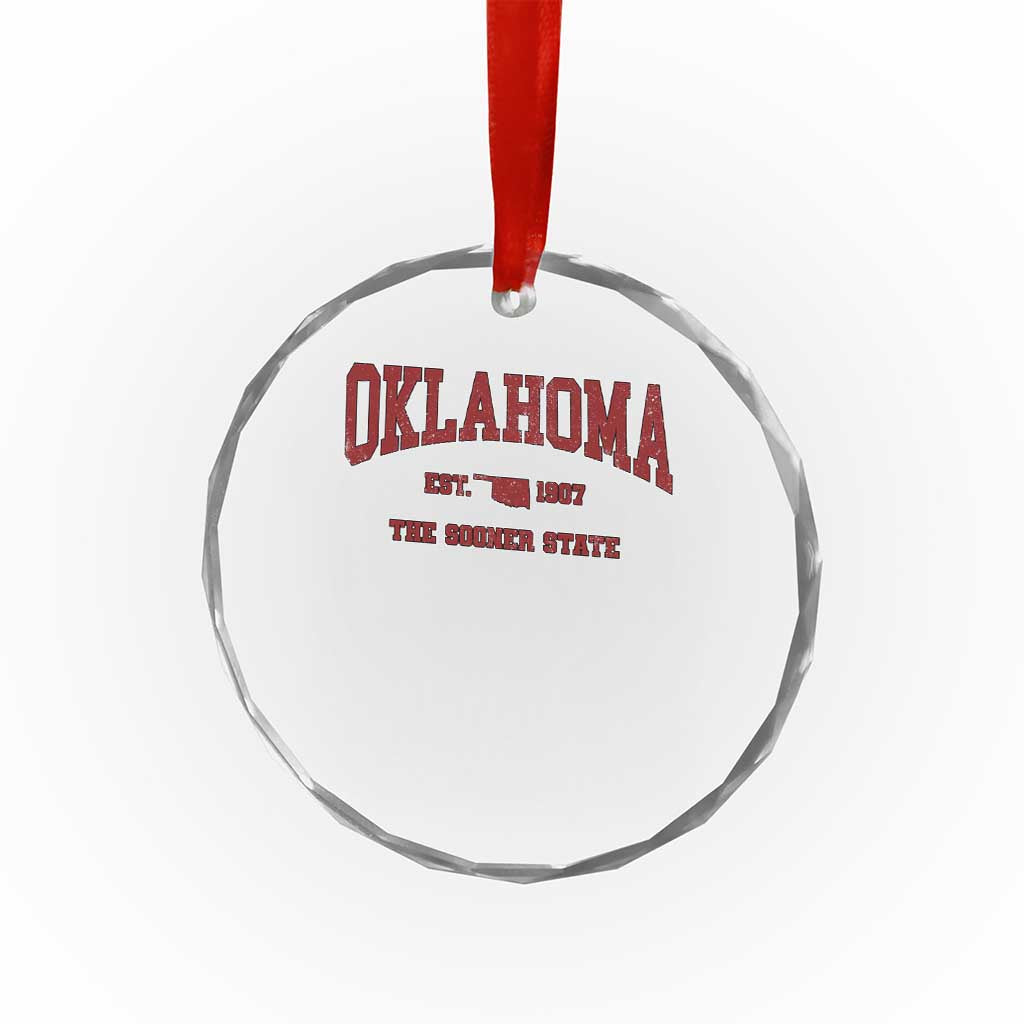 Oklahoma The Sooner State Sports Throwback Design Jersey Style Crystal Glass Ornament