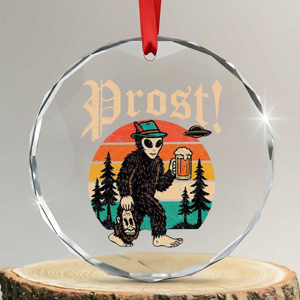 Oktoberfest Bigfoot Alien Beer Crystal Glass Ornament Retro German Sasquatch Beer TS10