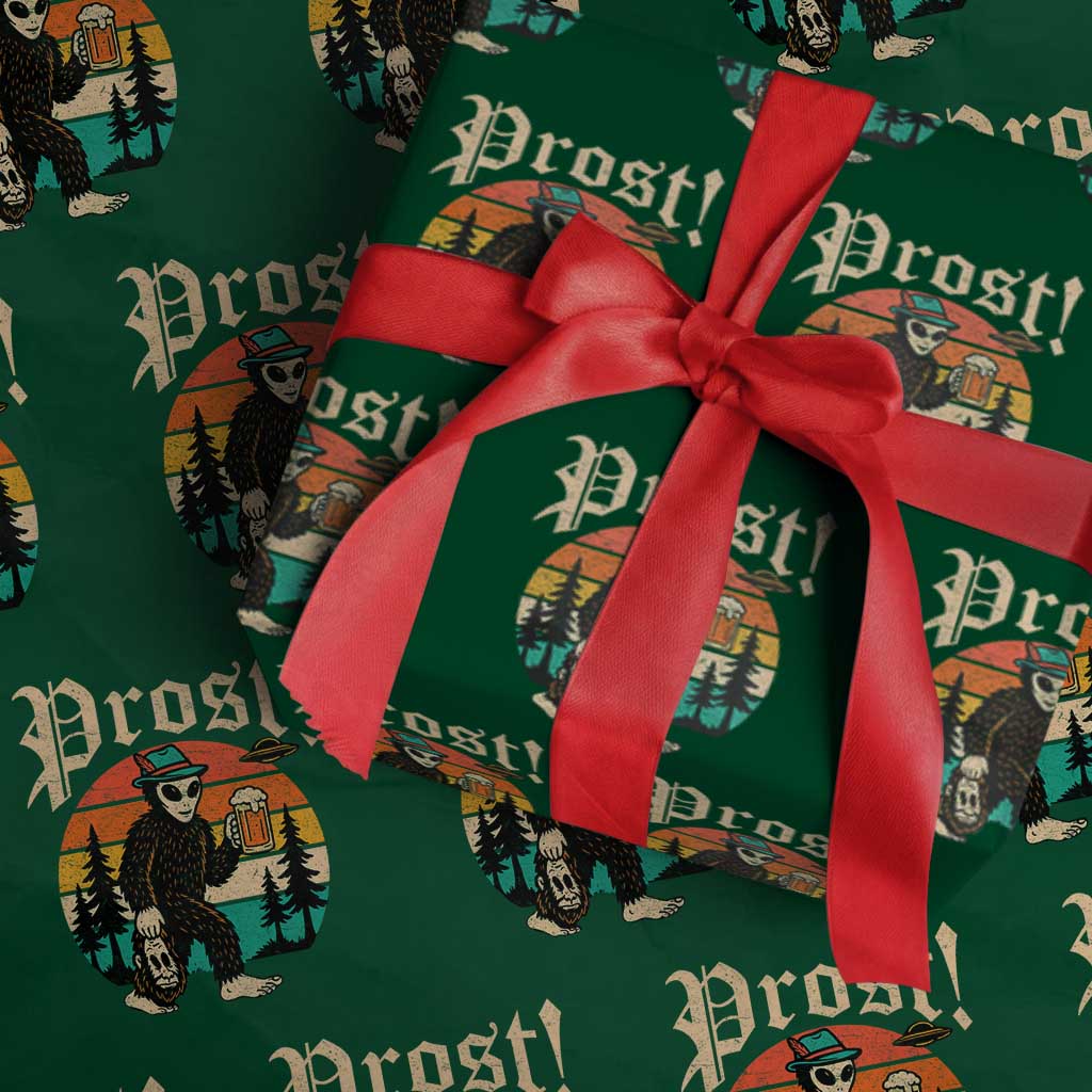 Oktoberfest Bigfoot Alien Beer Wrapping Paper Roll Retro German Sasquatch Beer - Wonder Print Shop
