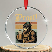 Oktoberfest Bigfoot Crystal Glass Ornament Vintage German Sasquatch Drinking Prost Lederhose TS10