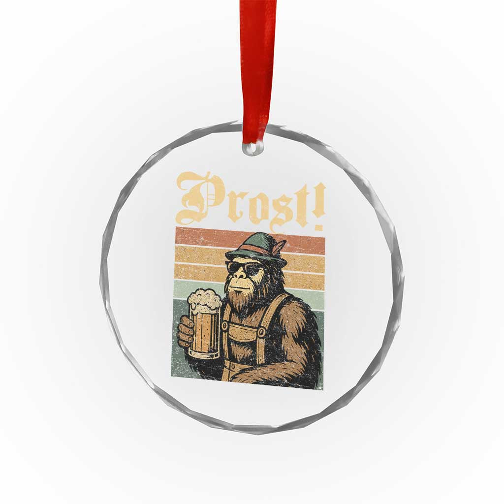 Oktoberfest Bigfoot Crystal Glass Ornament Vintage German Sasquatch Drinking Prost Lederhose TS10