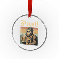 Oktoberfest Bigfoot Crystal Glass Ornament Vintage German Sasquatch Drinking Prost Lederhose TS10