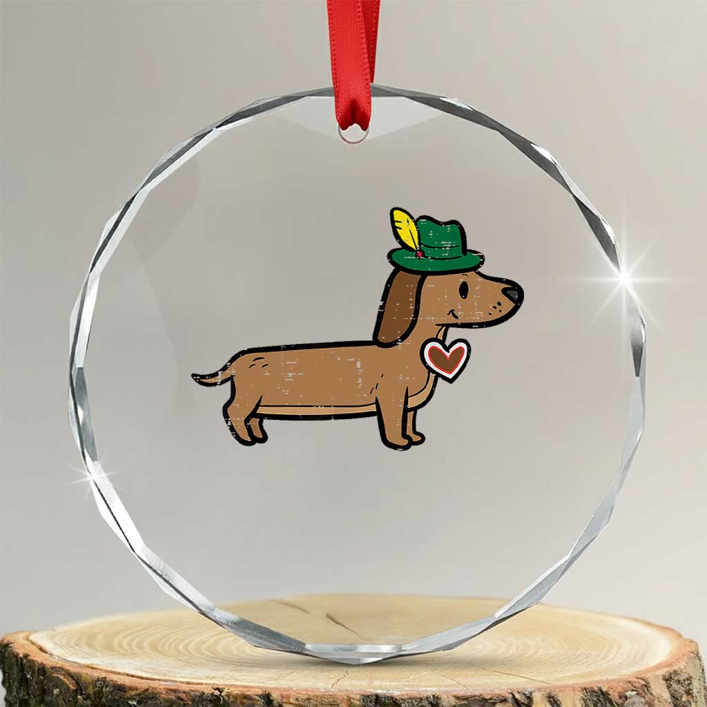 Oktoberfest Dachshund Crystal Glass Ornament Cute Sausage Dog German Munich - Wonder Print Shop