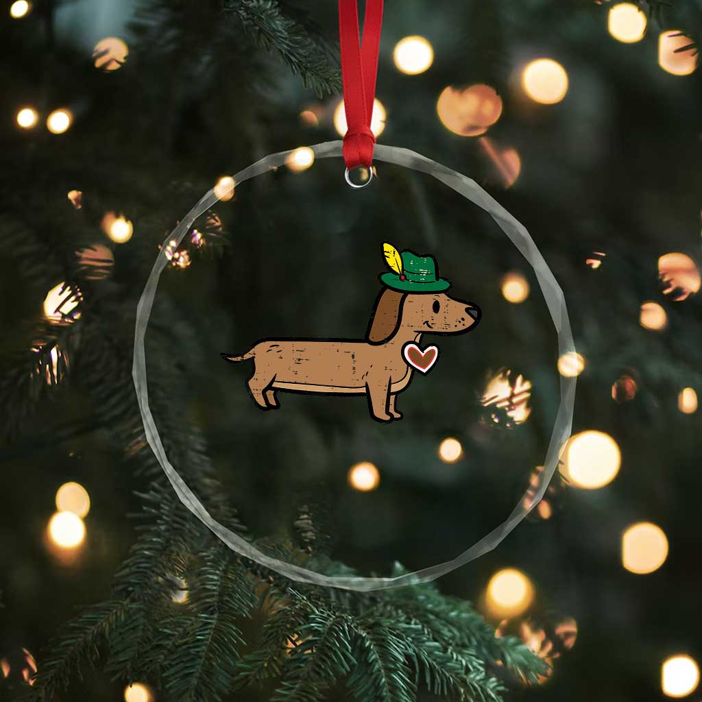 Oktoberfest Dachshund Crystal Glass Ornament Cute Sausage Dog German Munich - Wonder Print Shop