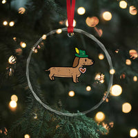 Oktoberfest Dachshund Crystal Glass Ornament Cute Sausage Dog German Munich - Wonder Print Shop