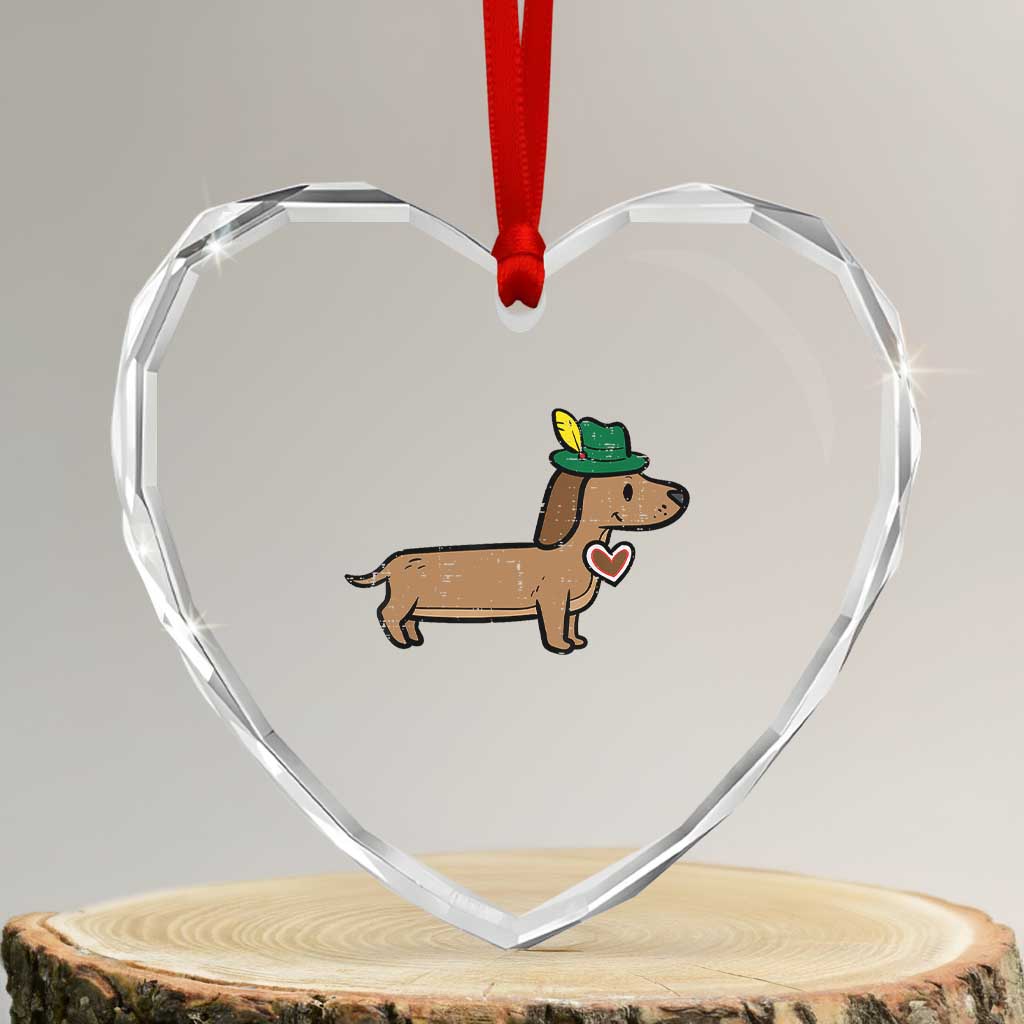 Oktoberfest Dachshund Heart Crystal Glass Ornament Cute Sausage Dog German Munich - Wonder Print Shop