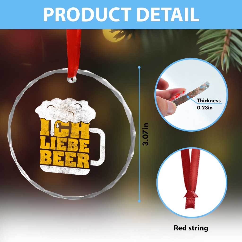Oktoberfest Drinking Crystal Glass Ornament Ich Liebe Bier Octoberfest German TS10