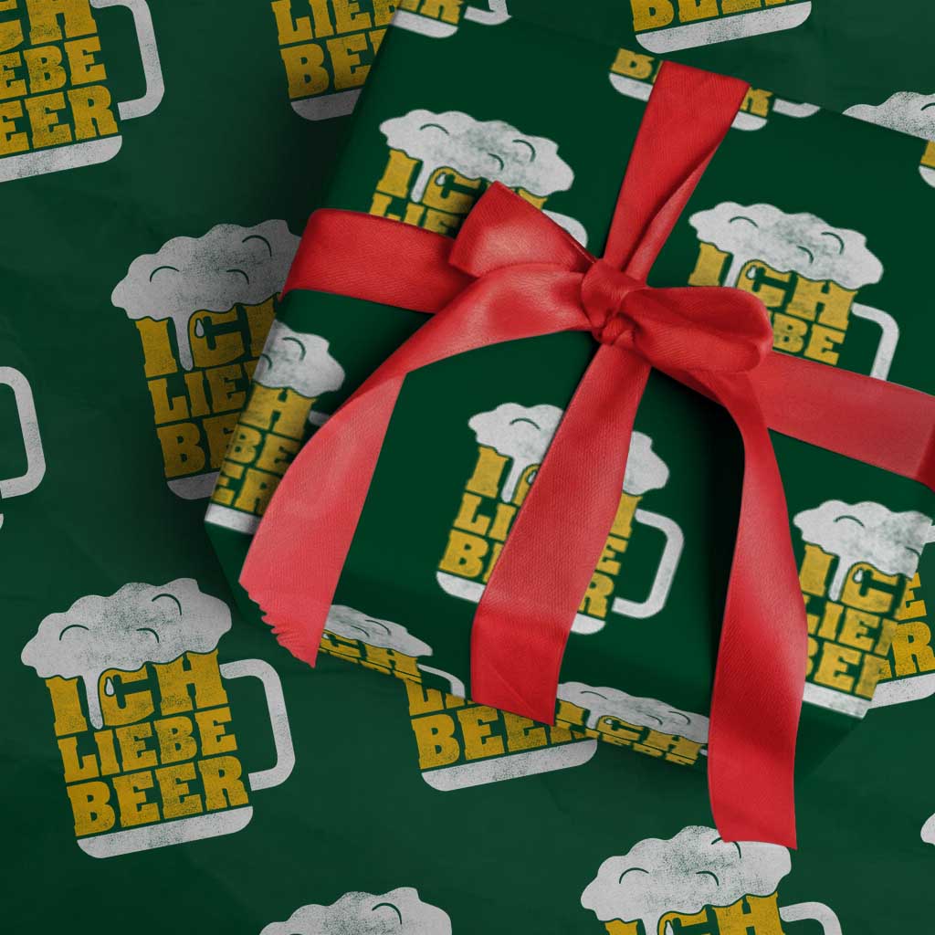 Oktoberfest Drinking Wrapping Paper Roll Ich Liebe Bier Octoberfest German - Wonder Print Shop