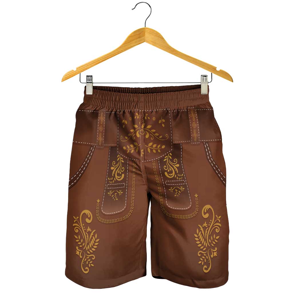 Oktoberfest Lederhosen Costume Shorts for Men Food And Drink Pattern - Wonder Print Shop