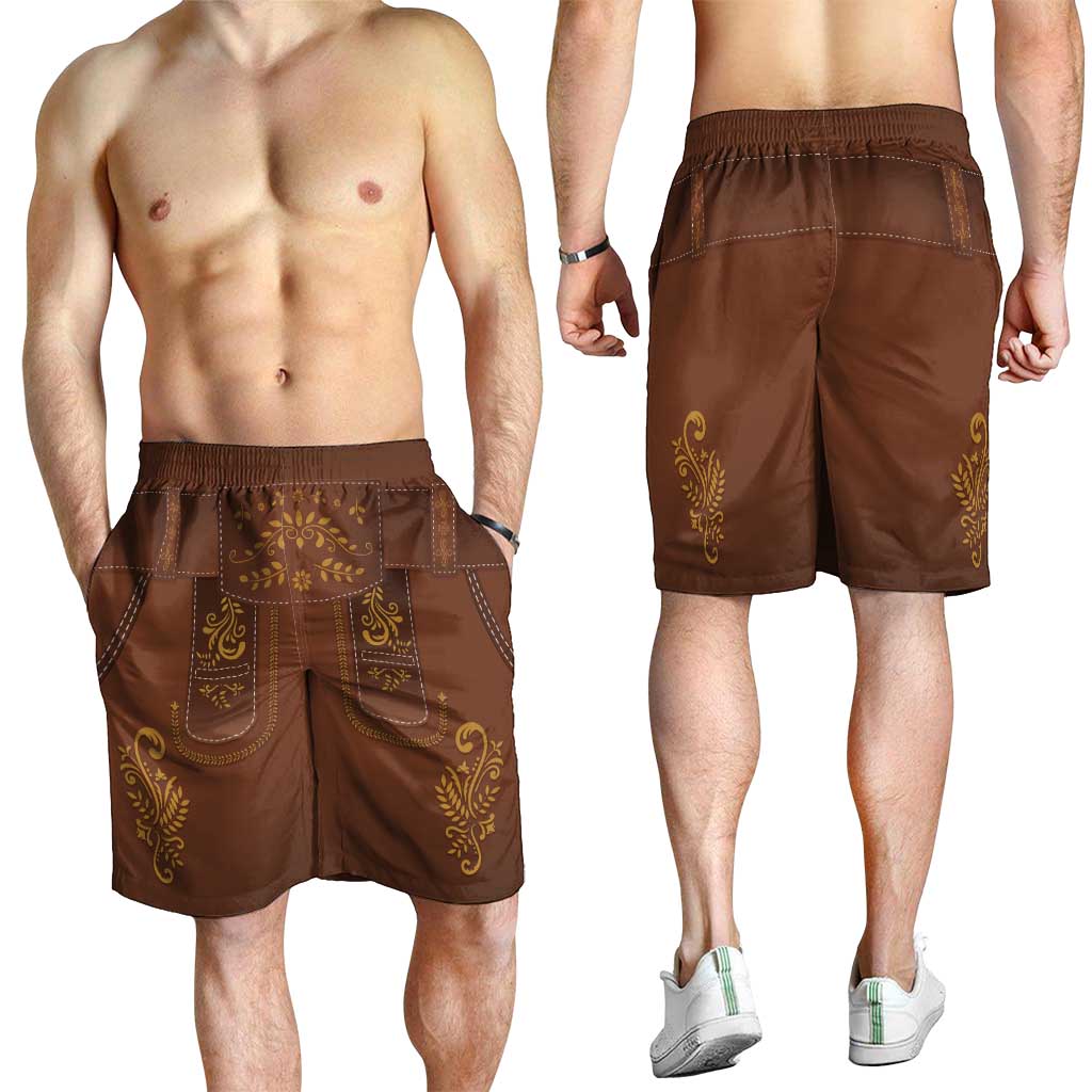 Oktoberfest Lederhosen Costume Shorts for Men Food And Drink Pattern - Wonder Print Shop