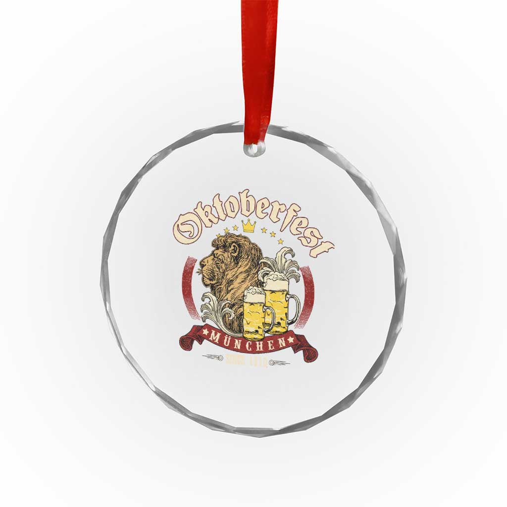 Oktoberfest Munchen Crystal Glass Ornament Munich Since 1810 Bavarian Lion and Beer TS02