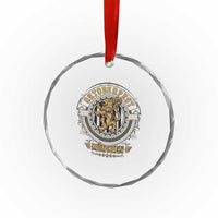 Oktoberfest Munchen Crystal Glass Ornament Munich Vintage Round Emblem with Bavarian Lion TS02