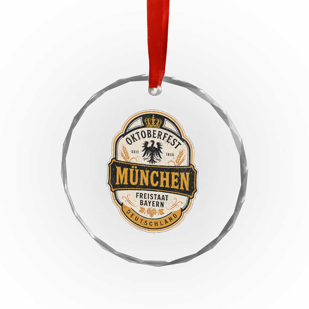 Oktoberfest Munchen Deutschland German Beer Festival Crystal Glass Ornament Freistaat Bayern Heraldic Eagle