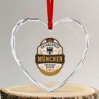Oktoberfest Munchen Deutschland German Beer Festival Heart Crystal Glass Ornament Freistaat Bayern Heraldic Eagle