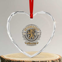 Oktoberfest Munchen Heart Crystal Glass Ornament Munich Vintage Round Emblem with Bavarian Lion - Wonder Print Shop