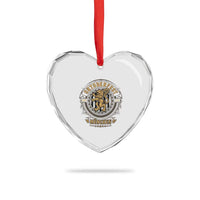Oktoberfest Munchen Heart Crystal Glass Ornament Munich Vintage Round Emblem with Bavarian Lion - Wonder Print Shop