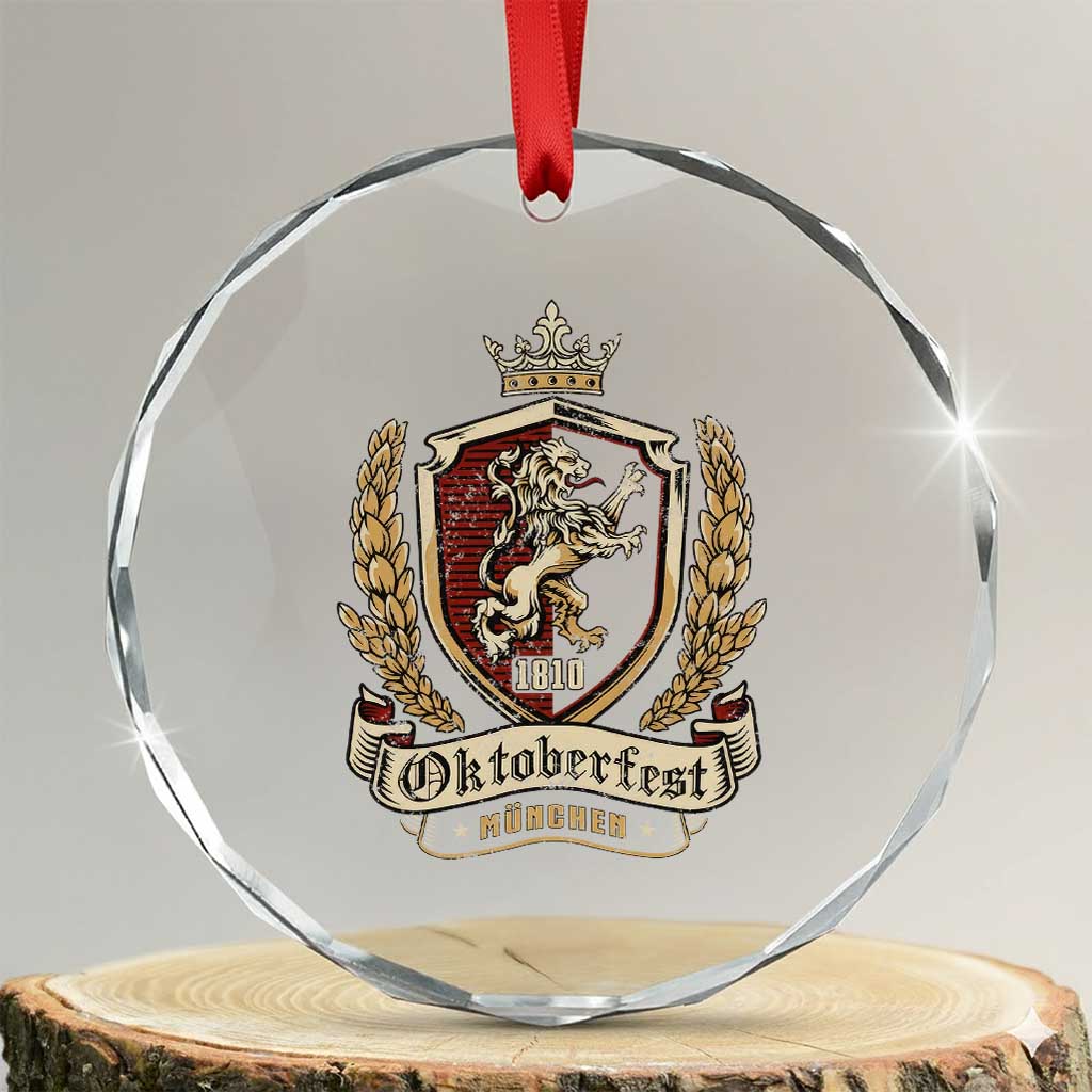 Oktoberfest Munchen Lion Crest Crystal Glass Ornament Classic Bavarian Festival TS02