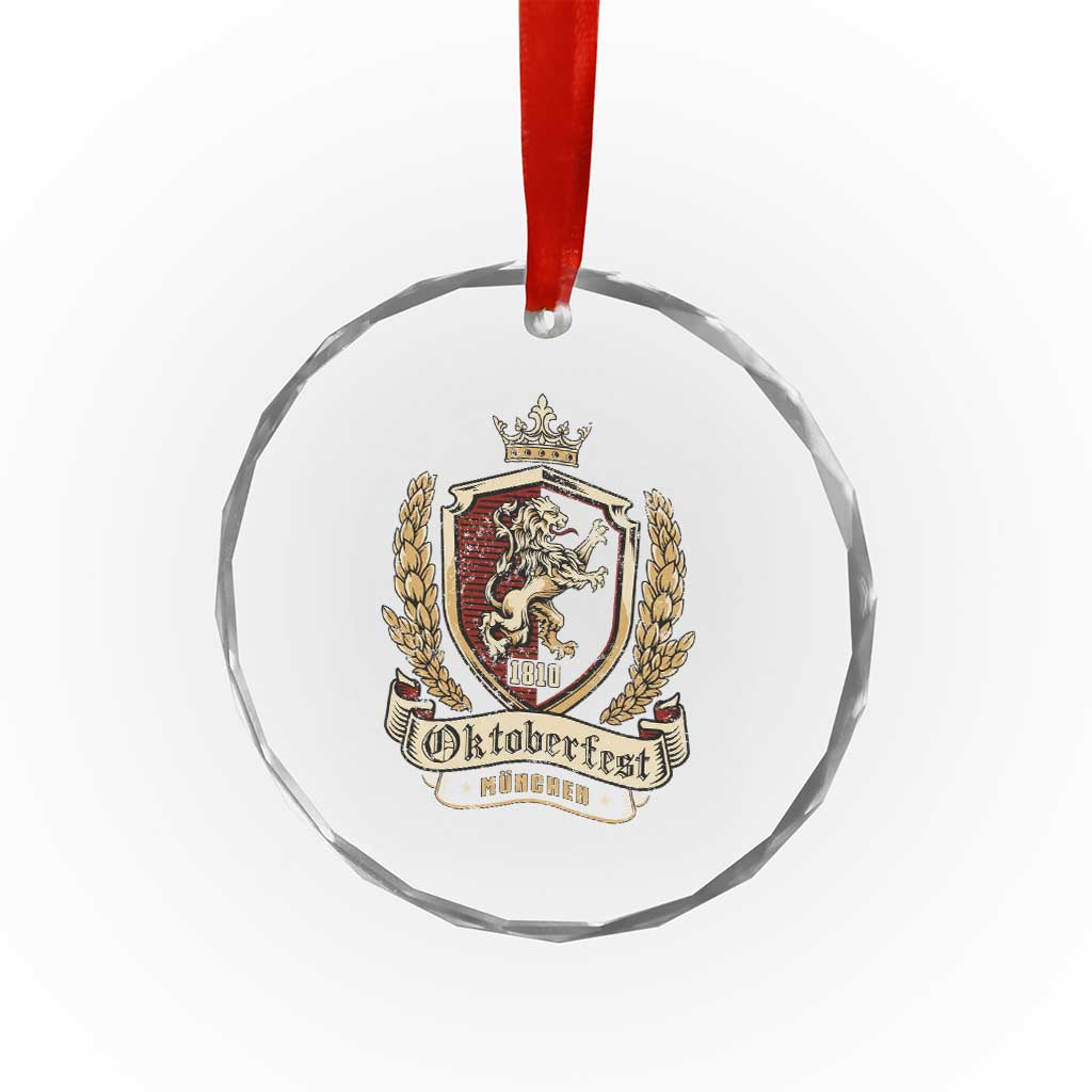 Oktoberfest Munchen Lion Crest Crystal Glass Ornament Classic Bavarian Festival TS02