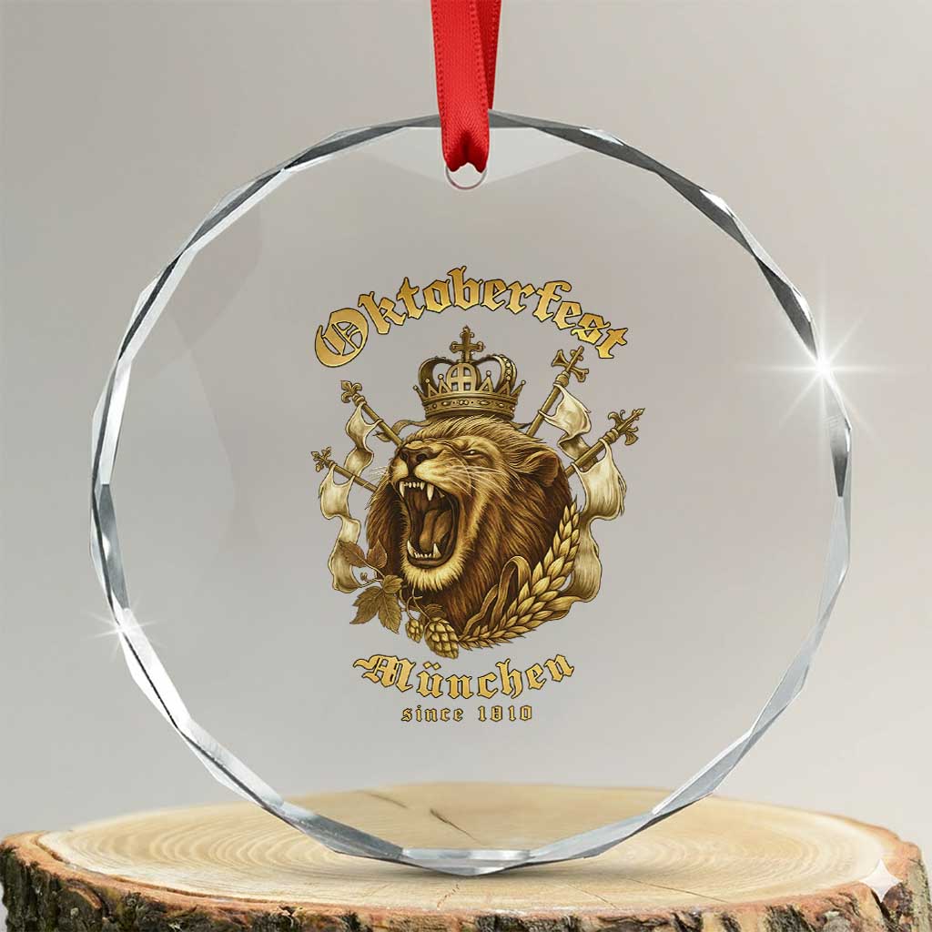 Oktoberfest Munchen Roaring Lion Crystal Glass Ornament Since 1810 Crown and Beer Weapon TS02